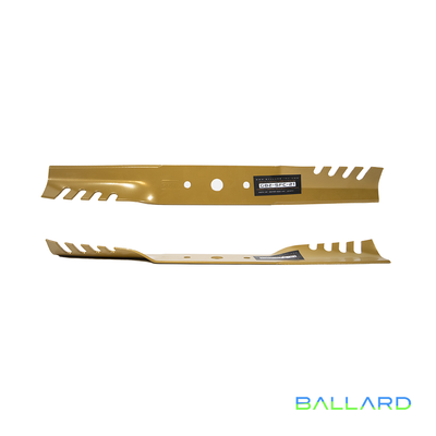 GOLD Hybrid  Mower Blades:  21" Long,  2.5" Wide, 3/4" Center Hole (w/ Guide Holes), Thickness- .140" (One Spindle)